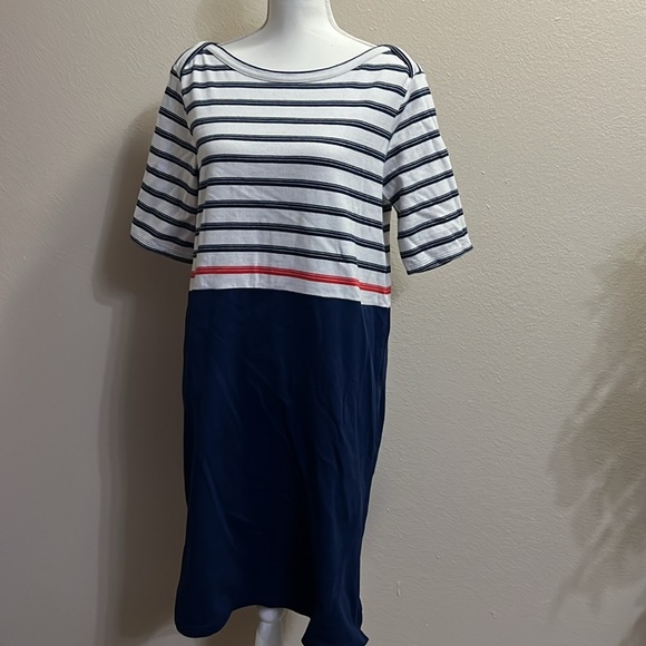 Land's End Women's Heritage Cotton Jersey Elbow Sleeve Dress size S - Picture 2 of 14